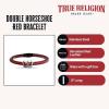 True Religion Simulated Red Leather Double Horseshoe 9 Inch Long Bracelet for Men Stainless Steel