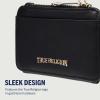 True Religion Tab Bifold Wallet, Compact Snap Closure with Card Slots and ID Window, Black