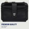 True Religion Tab Bifold Wallet, Compact Snap Closure with Card Slots and ID Window, Black