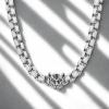 True Religion Tiger Head Pendant 22 Inch Long 6mm Thick Box Chain Necklace for Men Rhodium Plated Brass