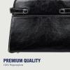 True Religion Tote Bag, Buckle Tab Structured Purse with Detachable Strap, Contrast Stitching and Silver Hardware(Black)