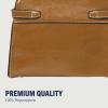 True Religion Tote Bag, Buckle Tab Structured Purse with Detachable Strap, Contrast Stitching and Silver Hardware(Camel)