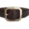 True Religion Unisex Belt Dark Brown Braided All Leather 24