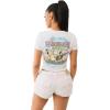 True Religion Women’s Crystal Buddha Baby Tee – Crew Neck Casual T-Shirt