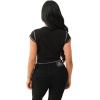 True Religion Women’s TR Ruching Cap Sleeves Top | Fitted Short Sleeve Shirt(Jet Black)