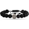 True Religion 9mm Black Bead Horseshoe 11 Inch Long Adjustable Bracelet for Men Stainless Steel
