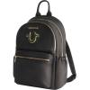 True Religion Backpack, Zip pocket, Horseshoe Logo Travel Bag, Black(Black)