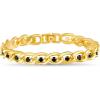True Religion Black Cubic Zirconia 9 Inch Long Curb Chain Bracelet for Men 14K Yellow Gold Plated Brass
