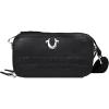 True Religion Camera Bag, Double-Zip Horseshoe Crossbody Purse with Adjustable Strap, Embossed Logo and Silver Hardware, Black