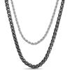 True Religion Double Row Wheat Rope Chain Necklace for Men Black Rhodium Plated Brass
