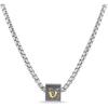True Religion Horseshoe Pendant 22 Inch Long 3mm Thick Box Chain Necklace for Men Rhodium Plated Brass