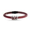 True Religion Simulated Red Leather Double Horseshoe 9 Inch Long Bracelet for Men Stainless Steel