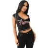 True Religion Women’s TR Ruching Cap Sleeves Top | Fitted Short Sleeve Shirt(Jet Black)