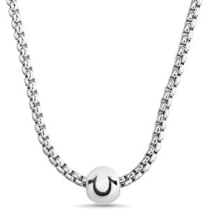 True Religion Horseshoe Ball Pendant 22 Inch Long Thick Box Chain Necklace for Men Rhodium Plated Brass