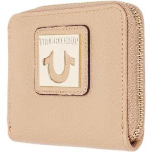 True Religion Zip-Around Wallet, Women’s Horseshoe Plaque Mini Credit Card Holder Wallet, Tan