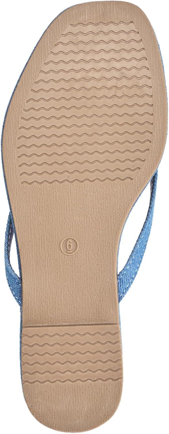 imageTrue Religion Womens Minimalist Flip Flop Sandals Sleek Style with Gold Logo CharmBlue