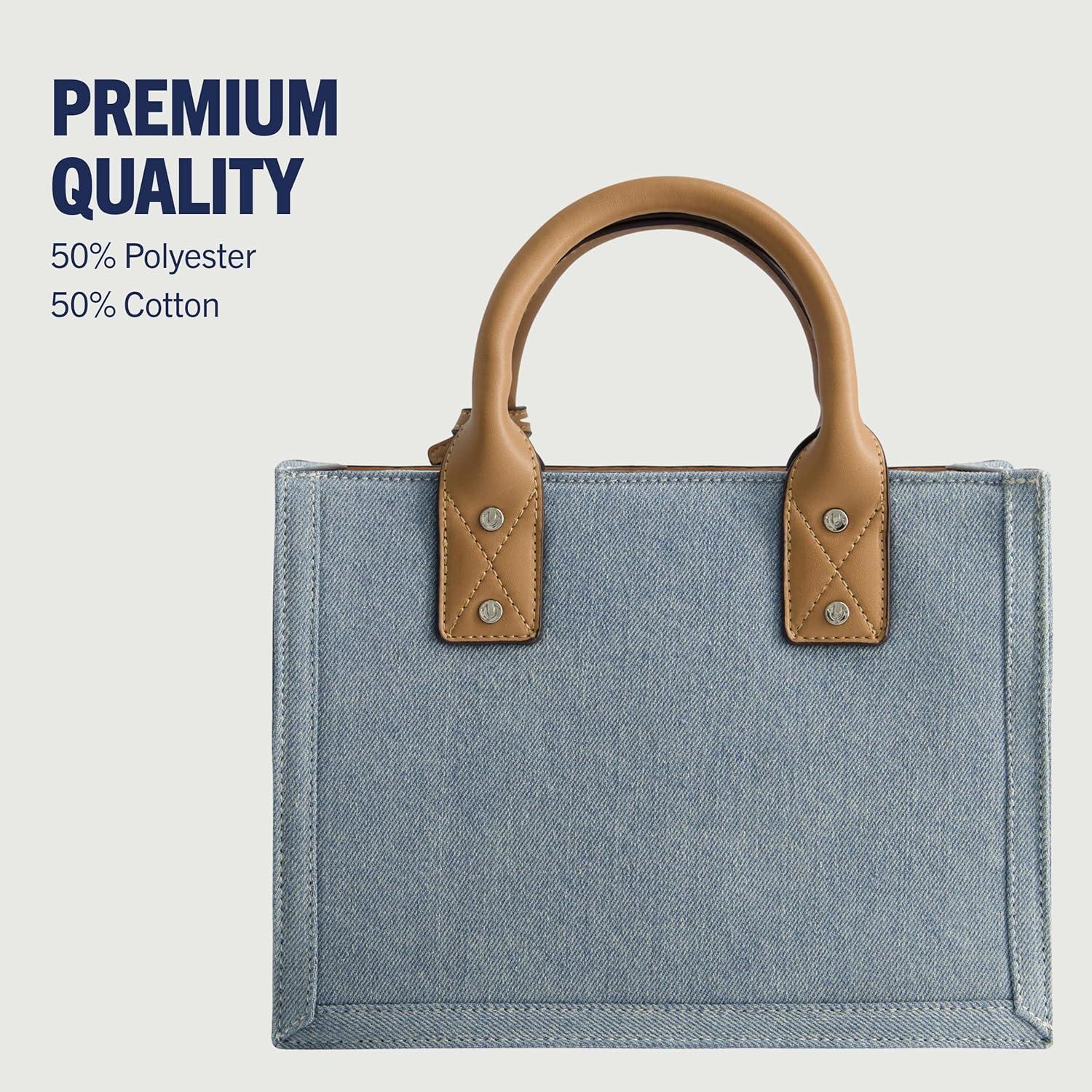 imageTrue Religion Womens Tote Bag Quilted Horseshoe Travel Shoulder Handbag with Adjustable Crossbody StrapLight Blue