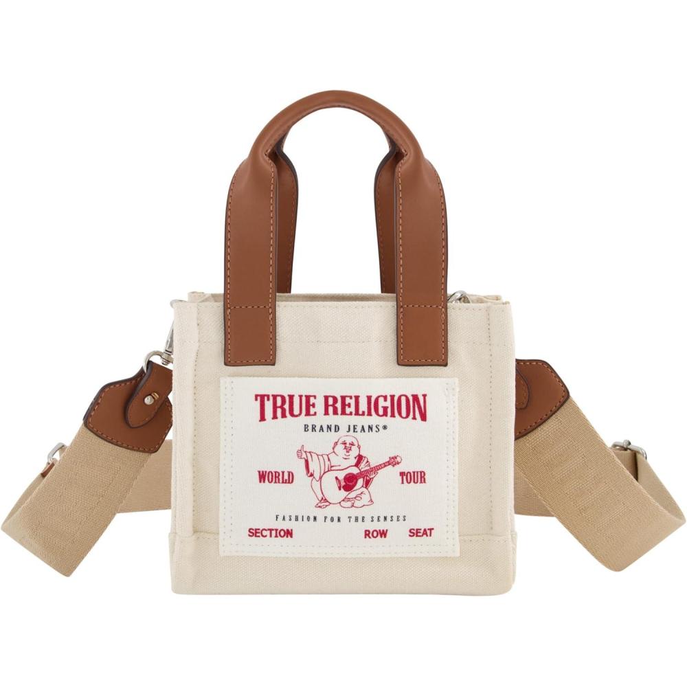 imageTrue Religion Tote Bag Womens Mini Travel Shoulder Bag with Adjustable StrapNatural