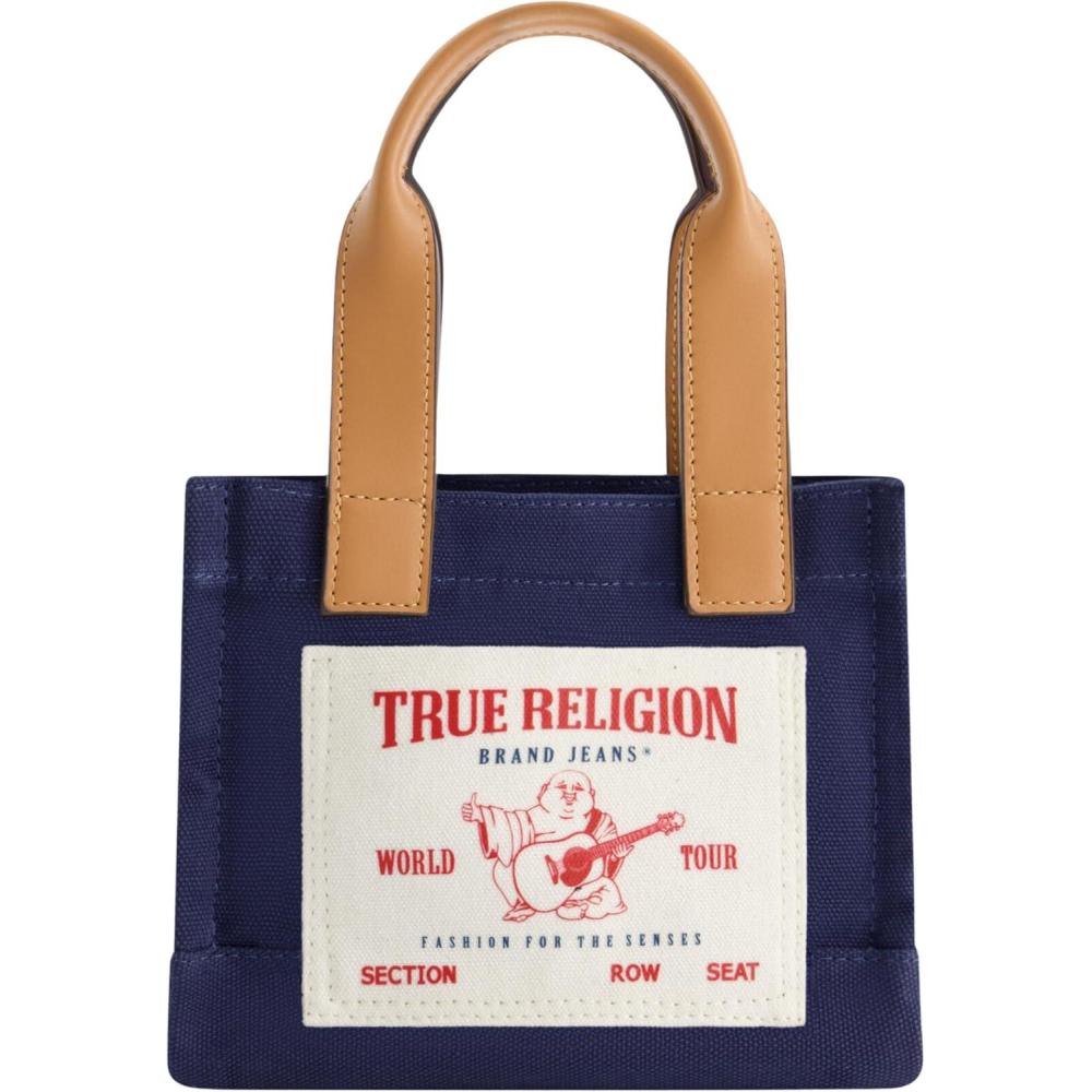 imageTrue Religion Tote Bag Womens Mini Travel Shoulder Bag with Adjustable StrapNavy