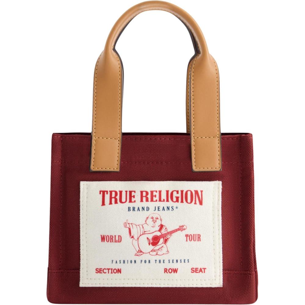 imageTrue Religion Tote Bag Womens Mini Travel Shoulder Bag with Adjustable StrapRed