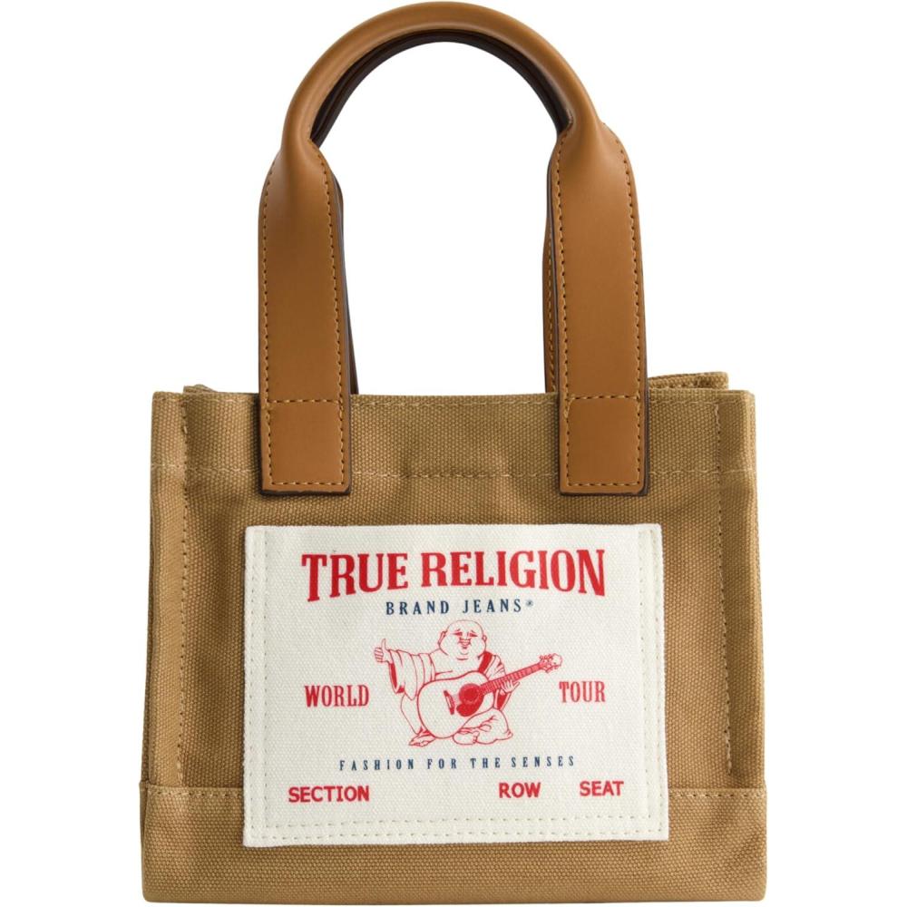 imageTrue Religion Tote Bag Womens Mini Travel Shoulder Bag with Adjustable StrapTan