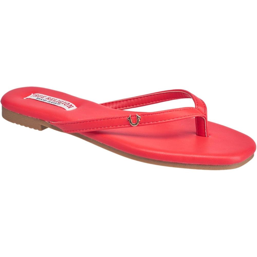 imageTrue Religion Womens Minimalist Flip Flop Sandals Sleek Style with Gold Logo CharmRed