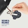 True Religion Denim Horseshoe Bag Charm, Gold Hardware Keychain with Heart Pendant and Accent Strap, Dark Denim