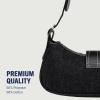 True Religion Denim Shoulder Bag, Everyday Purse with Adjustable Strap, Zip and Magnetic Snap Closure, Black