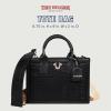 True Religion Mega Logo Modern Tote, Structured Everyday Shoulder Bag, Adjustable Crossbody Strap, Spacious Interior(Black)
