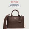 True Religion Mega Logo Modern Tote, Structured Everyday Shoulder Bag, Adjustable Crossbody Strap, Spacious Interior(Chocolate)