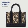 True Religion Mini Tote Bag, Small Canvas Carryall with Handles and Inner Pocket for Women, Leopard