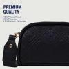 True Religion Quilted Crossbody Bag, Small Structured Purse for Women, Adjustable Strap, Quilted Horseshoe Pattern(Black)