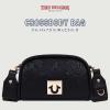 True Religion Quilted Crossbody Bag, Small Structured Purse for Women, Adjustable Strap, Quilted Horseshoe Pattern(Black)
