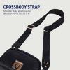 True Religion Quilted Crossbody Bag, Small Structured Purse for Women, Adjustable Strap, Quilted Horseshoe Pattern(Black)