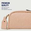 True Religion Quilted Crossbody Bag, Small Structured Purse for Women, Adjustable Strap, Quilted Horseshoe Pattern(Tan)