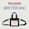 True Religion Tote Bag, Women’s Mini Travel Shoulder Bag with Adjustable Strap(Black Denim)