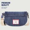 True Religion Women’s Crossbody Bag, Denim Mini Flap Shoulder Handbag Purse with Studded Horseshoe, Dark Denim