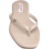 True Religion Women’s Minimalist Flip Flop Sandals – Sleek Style with Gold Logo Charm(Beige)