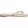 True Religion Women’s Minimalist Flip Flop Sandals – Sleek Style with Gold Logo Charm(Beige)