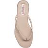 True Religion Women’s Minimalist Flip Flop Sandals – Sleek Style with Gold Logo Charm(Beige)