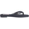 True Religion Women’s Minimalist Flip Flop Sandals – Sleek Style with Gold Logo Charm(Black)