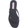 True Religion Women’s Minimalist Flip Flop Sandals – Sleek Style with Gold Logo Charm(Black)