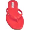 True Religion Women’s Minimalist Flip Flop Sandals – Sleek Style with Gold Logo Charm(Red)
