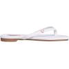 True Religion Women’s Minimalist Flip Flop Sandals – Sleek Style with Gold Logo Charm(White)