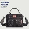 True Religion Women’s Shoulder Bag Purse, Jean Pocket Mini Flap Crossbody Handbag with Adjustable Strap(Black)