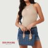 True Religion Women’s Tote Bag, Quilted Horseshoe Travel Shoulder Handbag with Adjustable Crossbody Strap(Dark Denim)