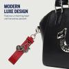 True Religion womens True Religion Bag Charm Keychain, Embossed Logo Strap Accessory With Heart and Horseshoe Pendants(Red)