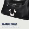 True Religion womens True Religion Satchel Bag, Women’s Crossbody Purse With Adjustable Strap, Everyday Structured Handbag(Black)