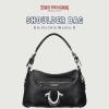 True Religion womens True Religion Satchel Bag, Women’s Crossbody Purse With Adjustable Strap, Everyday Structured Handbag(Black)