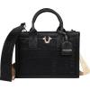 True Religion Mega Logo Modern Tote, Structured Everyday Shoulder Bag, Adjustable Crossbody Strap, Spacious Interior(Black)